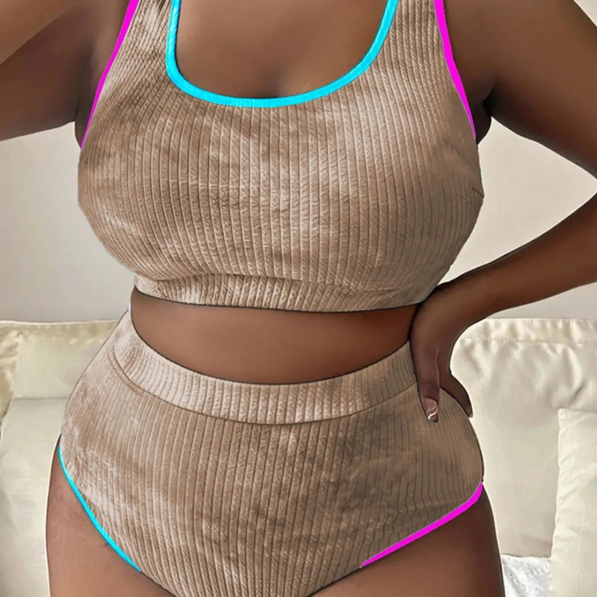 Poolside Gossip Two Piece Ribbed Plus Bikini